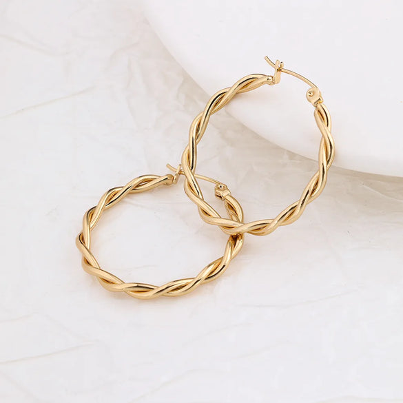 1 Pair Simple Style Classic Style Solid Color Plating 304 Stainless Steel 18K Gold Plated Earrings