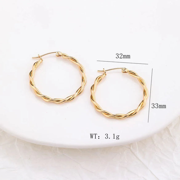 1 Pair Simple Style Classic Style Solid Color Plating 304 Stainless Steel 18K Gold Plated Earrings