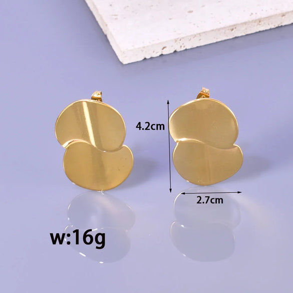 1 Pair Simple Style Classic Style Solid Color Plating 304 Stainless Steel Titanium Steel 18K Gold Plated Ear Studs