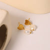 1 Pair Simple Style Classic Style Solid Color Plating Inlay 304 Stainless Steel Pearl 18K Gold Plated Drop Earrings