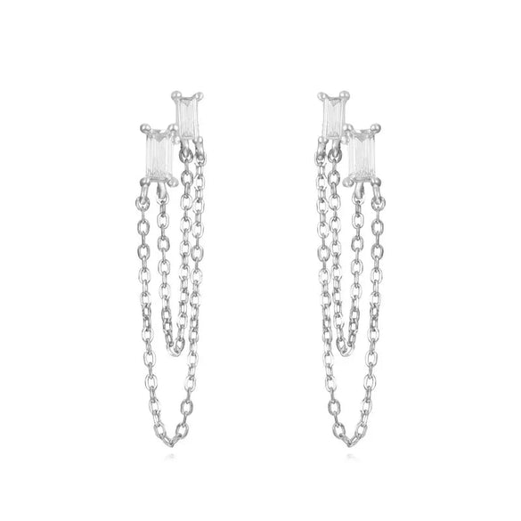 1 Pair Simple Style Classic Style Star Inlay Copper Rhinestones Drop Earrings