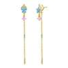 1 Pair Simple Style Classic Style Star Inlay Copper Rhinestones Drop Earrings