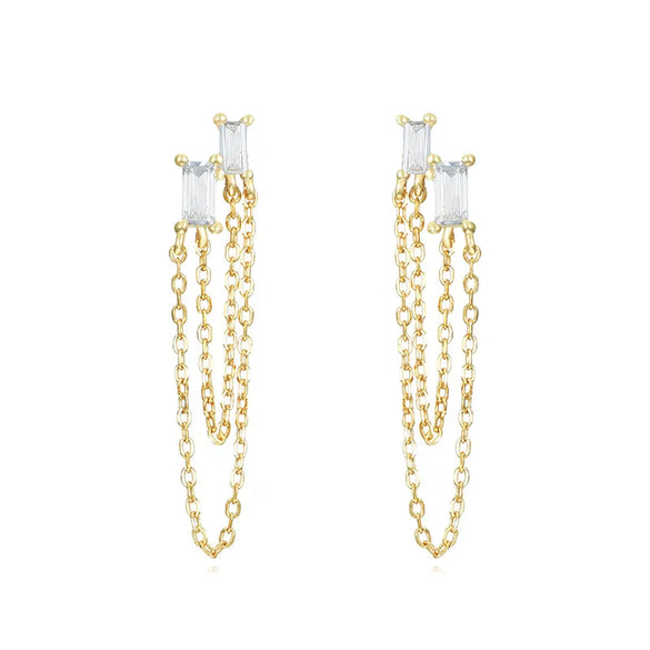 1 Pair Simple Style Classic Style Star Inlay Copper Rhinestones Drop Earrings