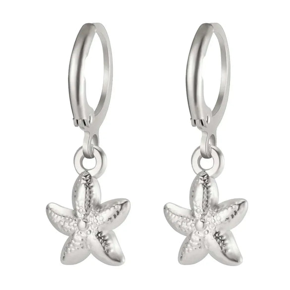 1 Pair Simple Style Classic Style Sun Starfish Shell Plating 304 Stainless Steel Drop Earrings