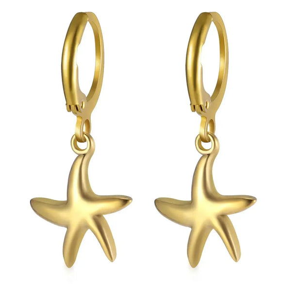 1 Pair Simple Style Classic Style Sun Starfish Shell Plating 304 Stainless Steel Drop Earrings