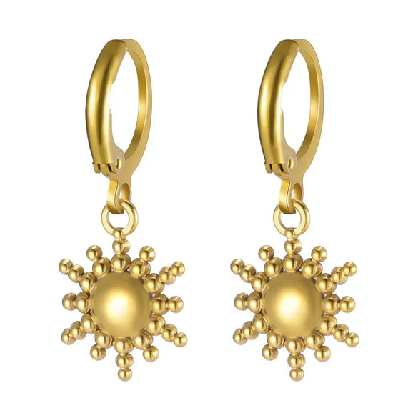 1 Pair Simple Style Classic Style Sun Starfish Shell Plating 304 Stainless Steel Drop Earrings