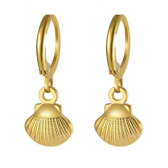 1 Pair Simple Style Classic Style Sun Starfish Shell Plating 304 Stainless Steel Drop Earrings