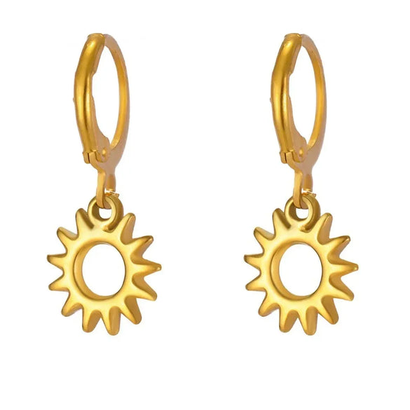 1 Pair Simple Style Classic Style Sun Starfish Shell Plating 304 Stainless Steel Drop Earrings