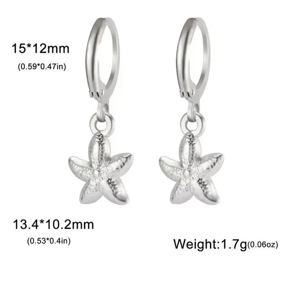 1 Pair Simple Style Classic Style Sun Starfish Shell Plating 304 Stainless Steel Drop Earrings
