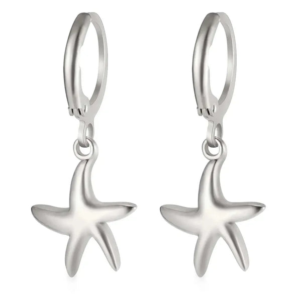 1 Pair Simple Style Classic Style Sun Starfish Shell Plating 304 Stainless Steel Drop Earrings