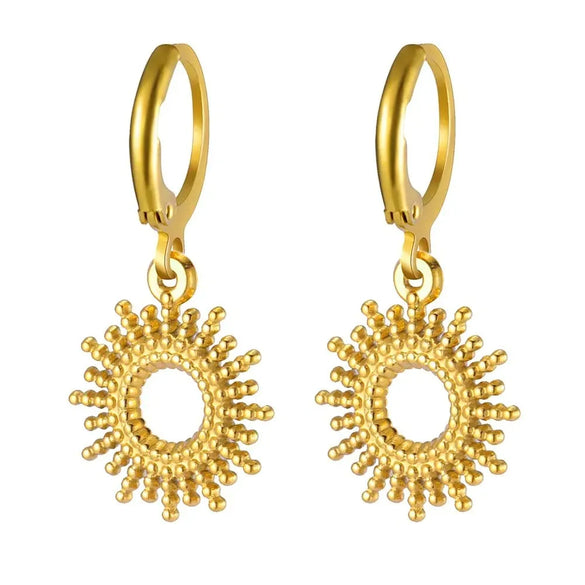 1 Pair Simple Style Classic Style Sun Starfish Shell Plating 304 Stainless Steel Drop Earrings