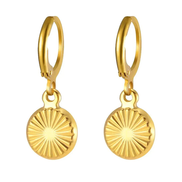 1 Pair Simple Style Classic Style Sun Starfish Shell Plating 304 Stainless Steel Drop Earrings