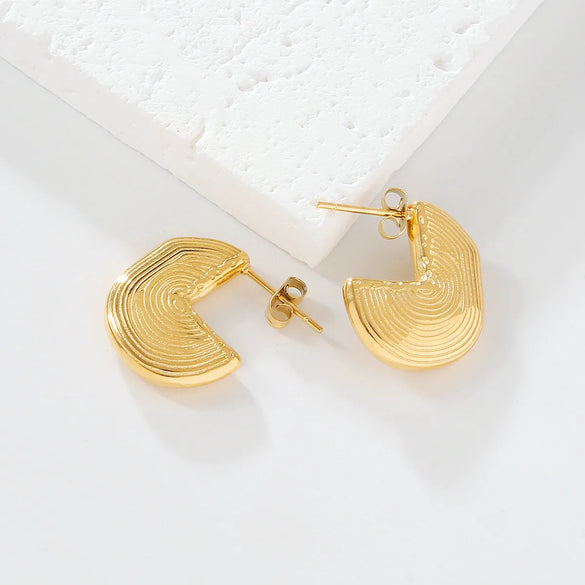 1 Pair Simple Style Classic Style Swirl Pattern Plating 304 Stainless Steel 18K Gold Plated Ear Studs