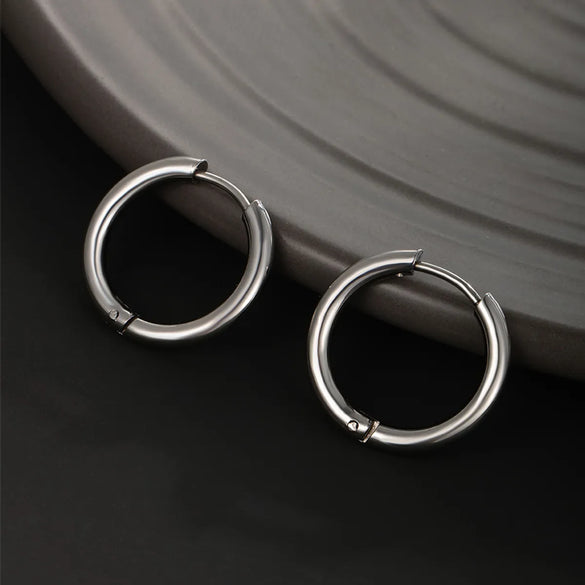1 Pair Simple Style Commute Circle Plating Stainless Steel 14k Gold Plated 18k Gold Plated White Gold Plated Hoop Earrings