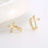 1 Pair Simple Style Commute Geometric Cross Plating Inlay Sterling Silver Zircon Earrings