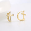 1 Pair Simple Style Commute Geometric Cross Plating Inlay Sterling Silver Zircon Earrings
