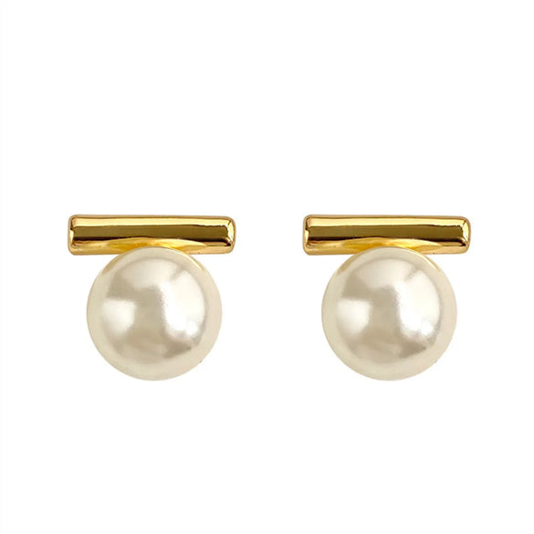 1 Pair Simple Style Commute Geometric Imitation Pearl Alloy Earrings