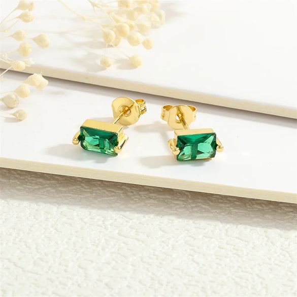 1 Pair Simple Style Commute Leaves Plating Inlay Copper Zircon 18K Gold Plated Ear Studs