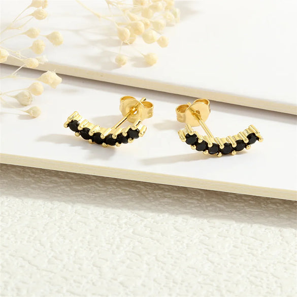1 Pair Simple Style Commute Leaves Plating Inlay Copper Zircon 18K Gold Plated Ear Studs