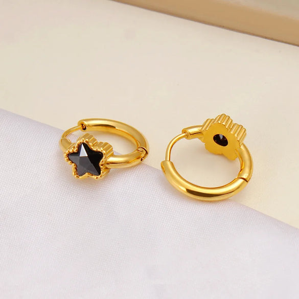 1 Pair Simple Style Commute Pentagram 304 Stainless Steel 316 Stainless Steel  Rhinestones 18K Gold Plated Earrings