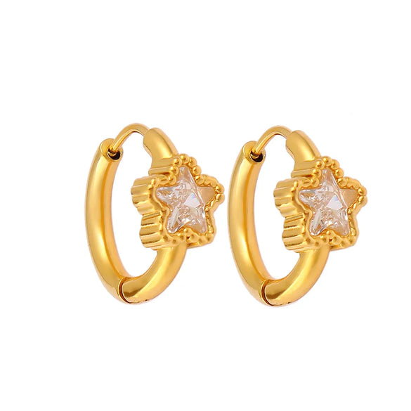 1 Pair Simple Style Commute Pentagram 304 Stainless Steel 316 Stainless Steel  Rhinestones 18K Gold Plated Earrings