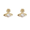 1 Pair Simple Style Commute Solid Color Plating Inlay Copper Pearl 18K Gold Plated Ear Studs