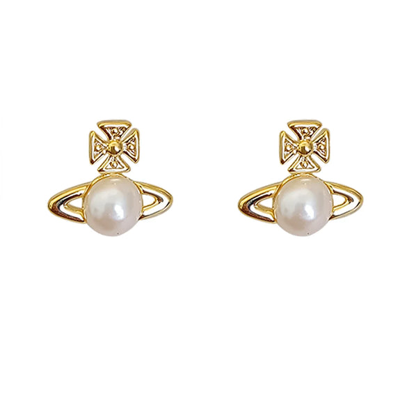 1 Pair Simple Style Commute Solid Color Plating Inlay Copper Pearl 18K Gold Plated Ear Studs