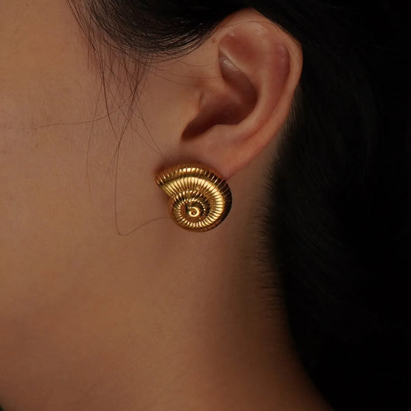 1 Pair Simple Style Conch Plating 304 Stainless Steel 18K Gold Plated Ear Studs