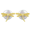 1 Pair Simple Style Dragonfly Plating Freshwater Pearl Sterling Silver Ear Studs