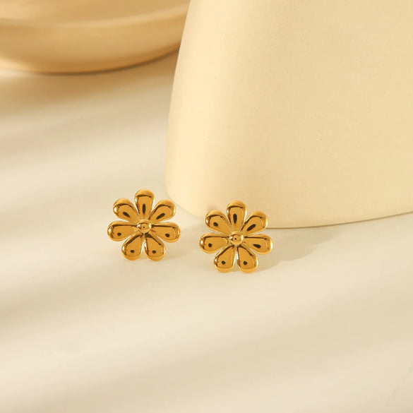 1 Pair Simple Style Flower Plating Titanium Steel Ear Studs