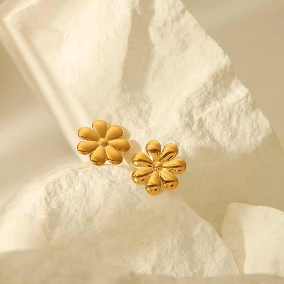 1 Pair Simple Style Flower Plating Titanium Steel Ear Studs