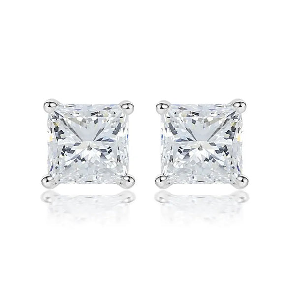 1 Pair Simple Style Geometric Inlay Sterling Silver Zircon Silver Plated Ear Studs