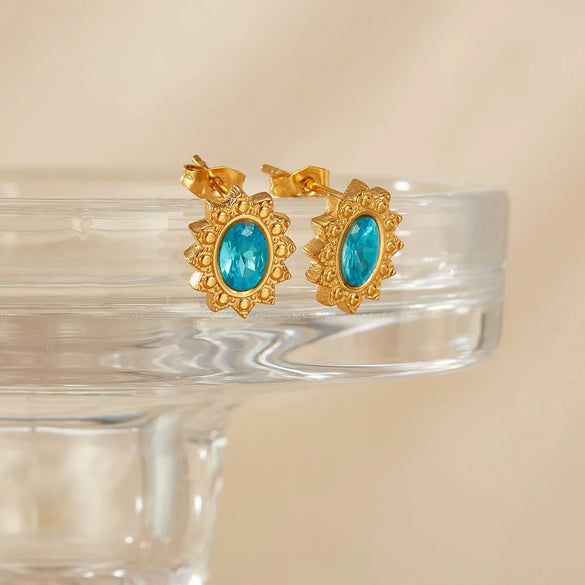 1 Pair Simple Style Geometric Oval Plating Inlay 304 Stainless Steel Zircon Ear Studs