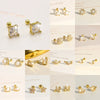 1 Pair Simple Style Geometric Plating Copper Zircon Ear Studs