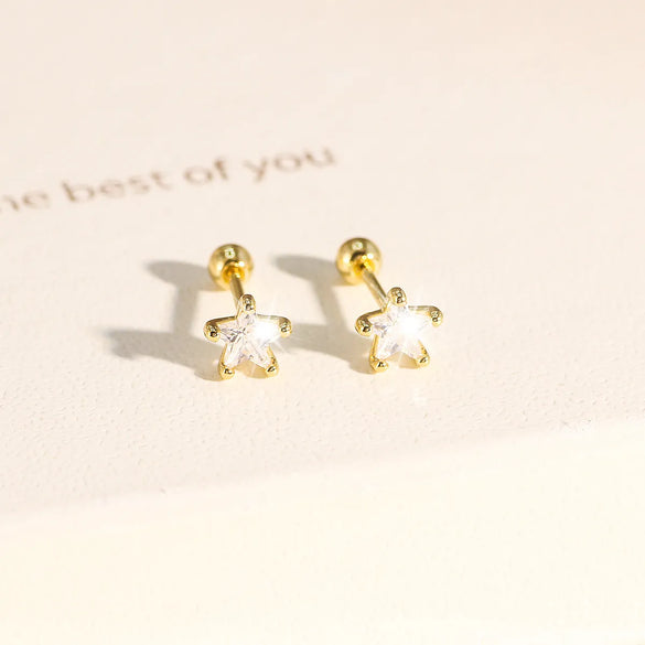 1 Pair Simple Style Geometric Plating Copper Zircon Ear Studs