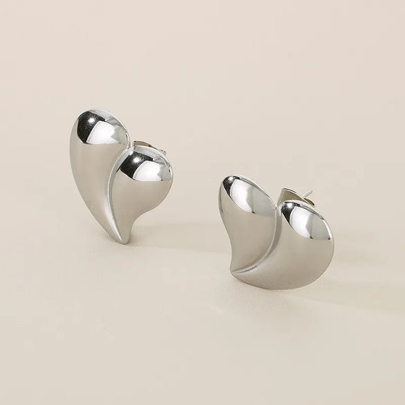 1 Pair Simple Style Heart Shape 304 Stainless Steel 18K Gold Plated Ear Studs