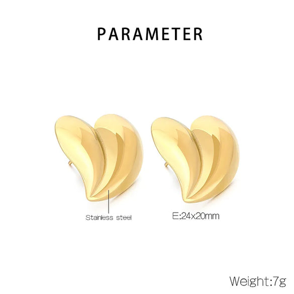 1 Pair Simple Style Heart Shape 304 Stainless Steel 18K Gold Plated Ear Studs