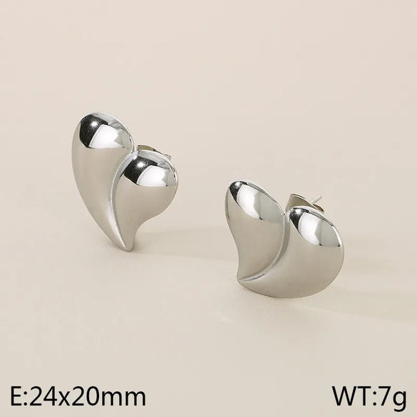1 Pair Simple Style Heart Shape 304 Stainless Steel 18K Gold Plated Ear Studs