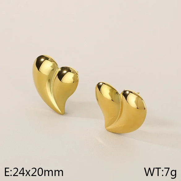 1 Pair Simple Style Heart Shape 304 Stainless Steel 18K Gold Plated Ear Studs