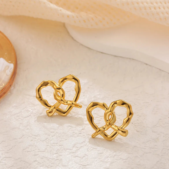 1 Pair Simple Style Heart Shape 304 Stainless Steel Ear Studs