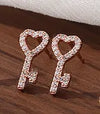 1 Pair Simple Style Heart Shape Key Inlay Sterling Silver Zircon Ear Studs