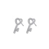 1 Pair Simple Style Heart Shape Key Inlay Sterling Silver Zircon Ear Studs