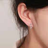 1 Pair Simple Style Heart Shape Key Inlay Sterling Silver Zircon Ear Studs