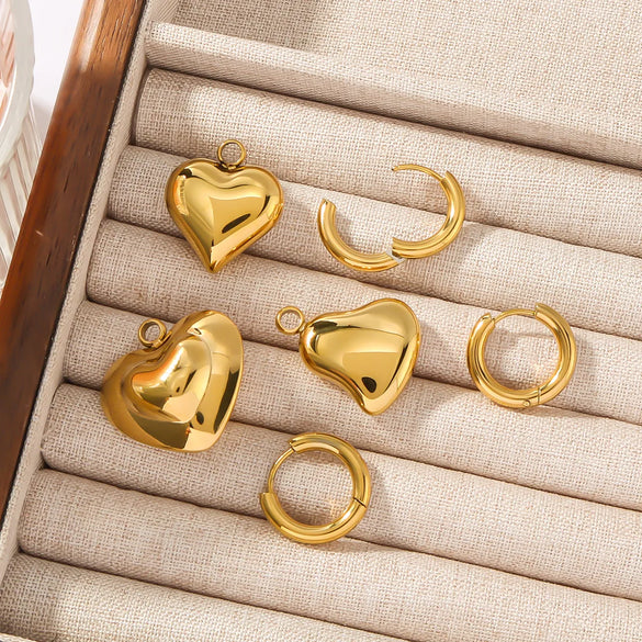 1 Pair Simple Style Heart Shape Plating 304 Stainless Steel 18K Gold Plated Drop Earrings