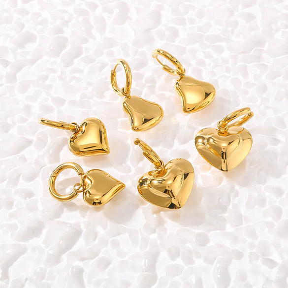 1 Pair Simple Style Heart Shape Plating 304 Stainless Steel 18K Gold Plated Drop Earrings