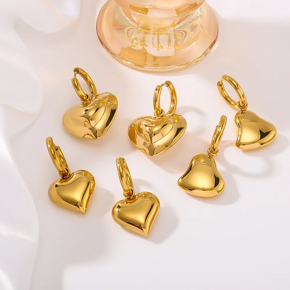 1 Pair Simple Style Heart Shape Plating 304 Stainless Steel 18K Gold Plated Drop Earrings