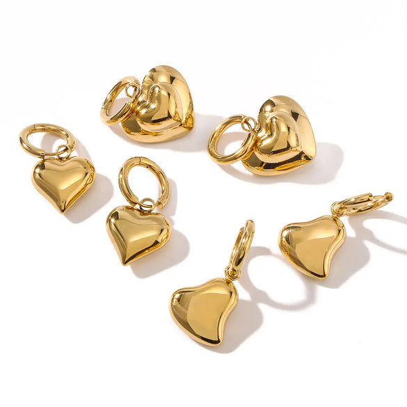 1 Pair Simple Style Heart Shape Plating 304 Stainless Steel 18K Gold Plated Drop Earrings