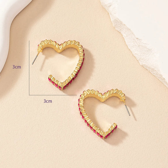 1 Pair Simple Style Heart Shape Plating Inlay Alloy Glass Gold Plated Ear Studs