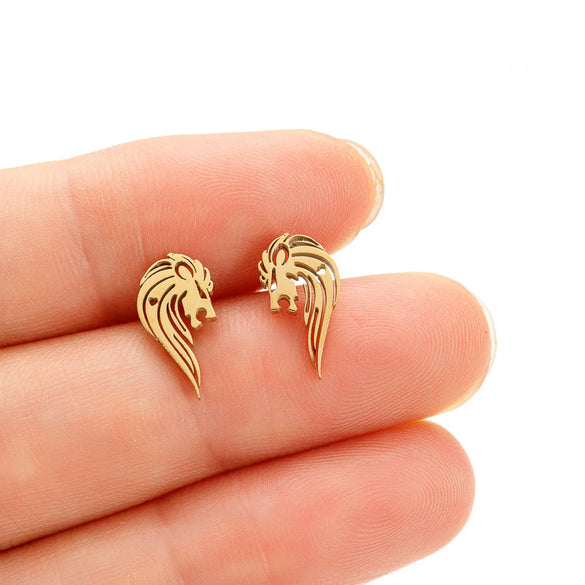 1 Pair Simple Style Lion Polishing Plating 304 Stainless Steel 18K Gold Plated Ear Studs