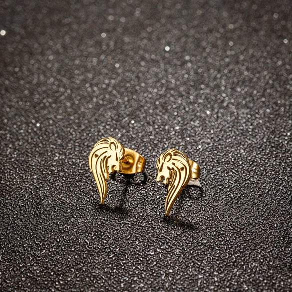 1 Pair Simple Style Lion Polishing Plating 304 Stainless Steel 18K Gold Plated Ear Studs